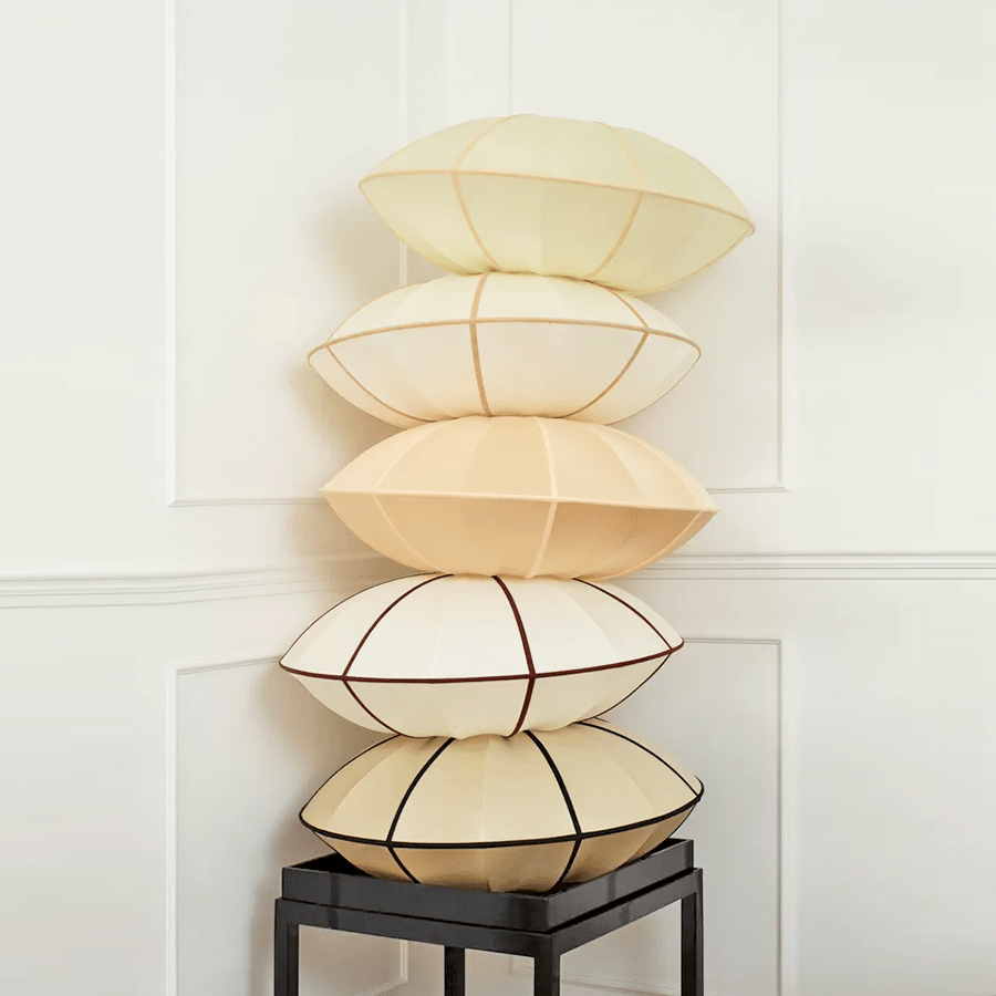 UFO SATIN OFF WHITE LAMPSHADE PENDANT LIGHT - DYKE & DEAN