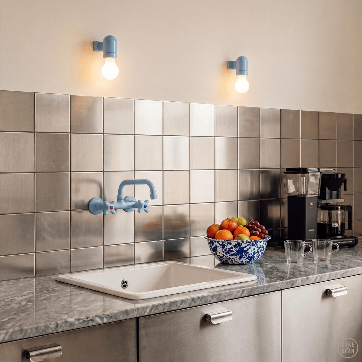 WALL ARM CERAMIC LIGHT BLUE - DYKE & DEAN