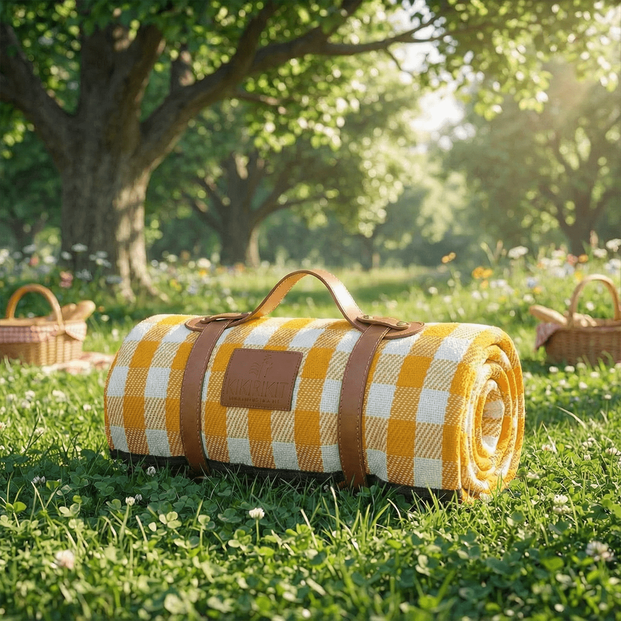 WATERPROOF TRAVEL YELLOW PICNIC BLANKET - DYKE & DEAN
