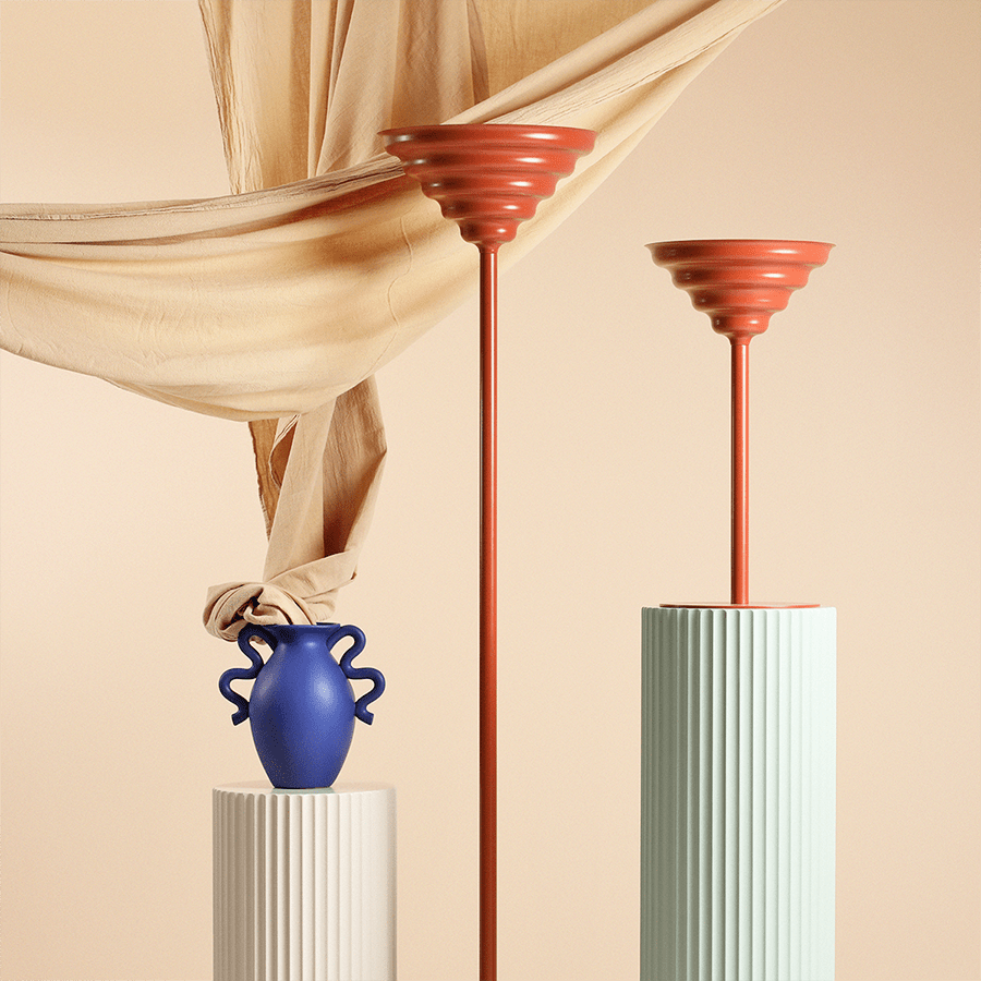 WAVE FLOOR UP LIGHTER LIGHT RED SMALL - DYKE & DEAN