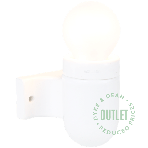 WHITE CERAMIC E27 WALL LIGHT FITTING OUTLET - DYKE & DEAN