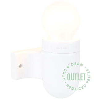 WHITE CERAMIC E27 WALL LIGHT FITTING OUTLET - DYKE & DEAN