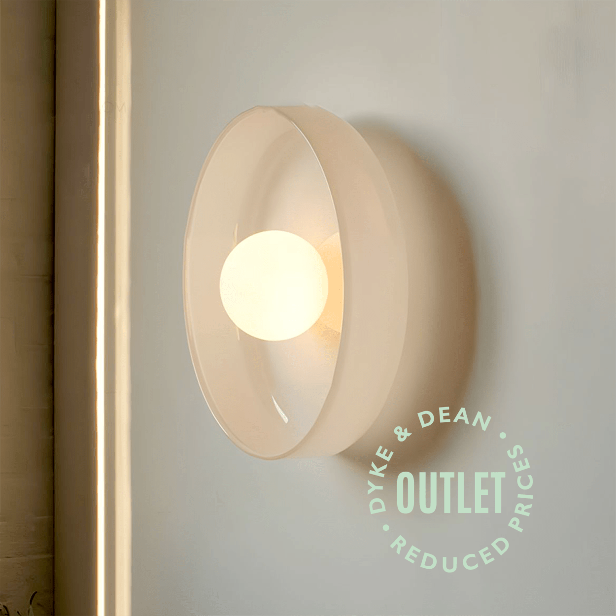 WHITE GLASS SCONCE WALL LIGHT LARGE OUTLET - DYKE & DEAN