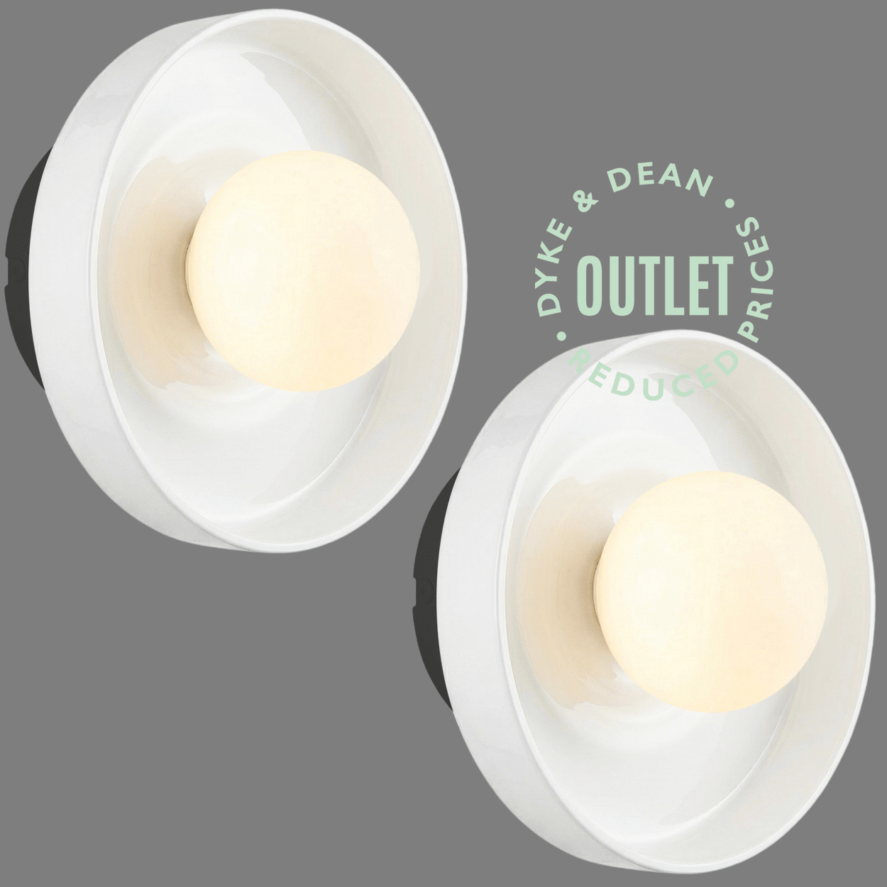 WHITE GLASS SCONCE WALL LIGHT SMALL OUTLET - DYKE & DEAN