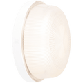 White round bulkhead light with ribbed opal polycarbonate cover