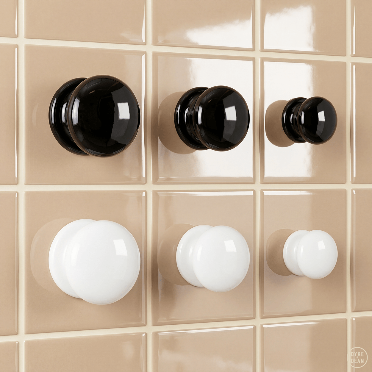 WHITE PORCELAIN DOOR KNOBS - DYKE & DEAN