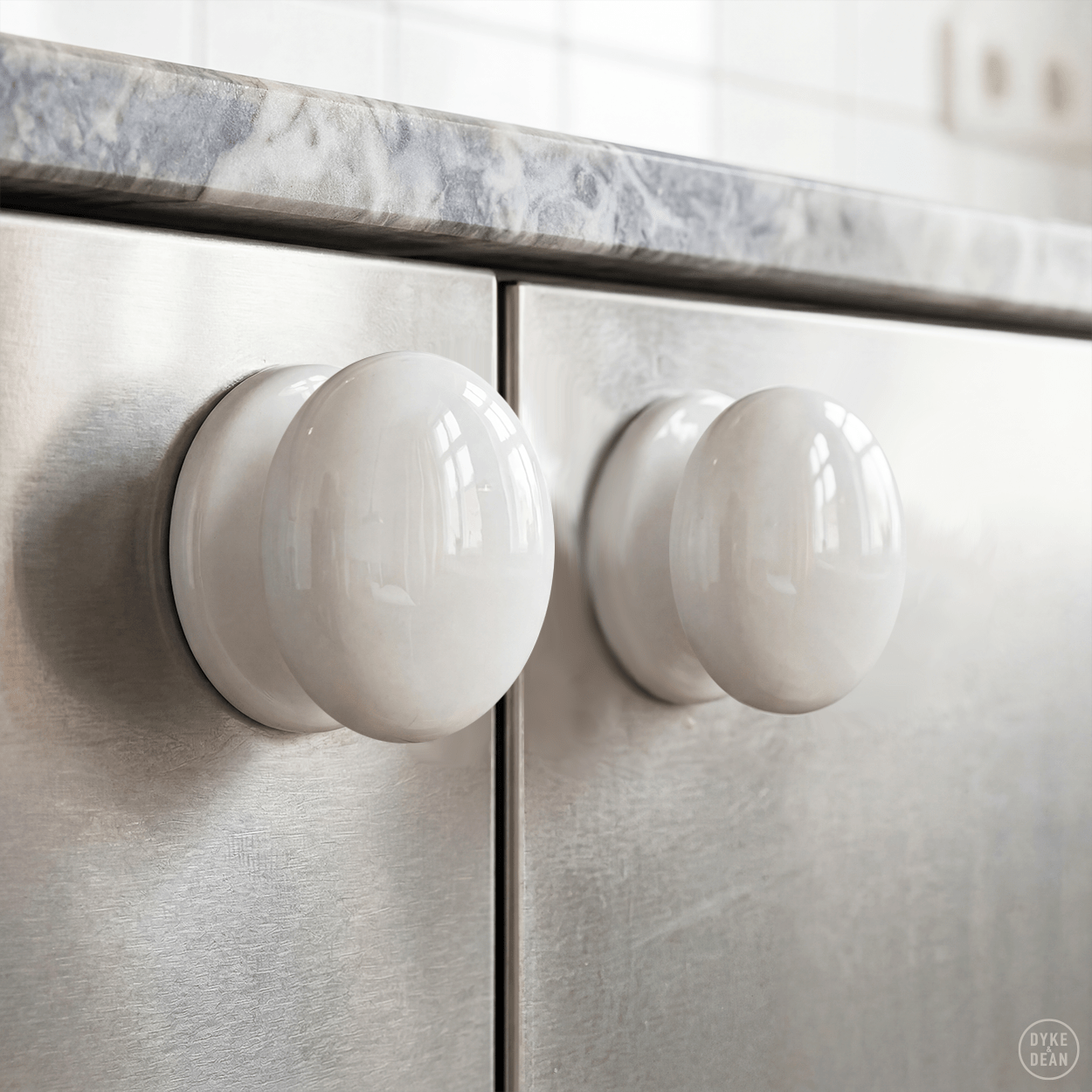 WHITE PORCELAIN DOOR KNOBS - DYKE & DEAN