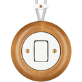 WOODEN PORCELAIN SURFACE MOUNTED FAGUS FAT BUTTON SWITCH - DYKE & DEAN