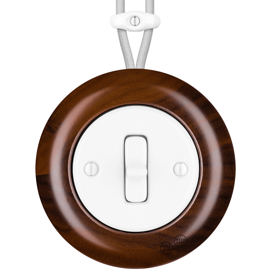 WOODEN PORCELAIN SURFACE MOUNTED NUC MAG TOGGLE SWITCH - DYKE & DEAN