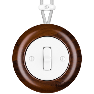 WOODEN PORCELAIN SURFACE MOUNTED NUC MAG TOGGLE SWITCH - DYKE & DEAN