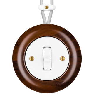 WOODEN PORCELAIN SURFACE MOUNTED NUC MAG TOGGLE SWITCH - DYKE & DEAN