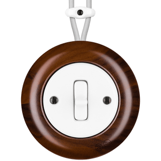 WOODEN PORCELAIN SURFACE MOUNTED NUC MAG TOGGLE SWITCH - DYKE & DEAN