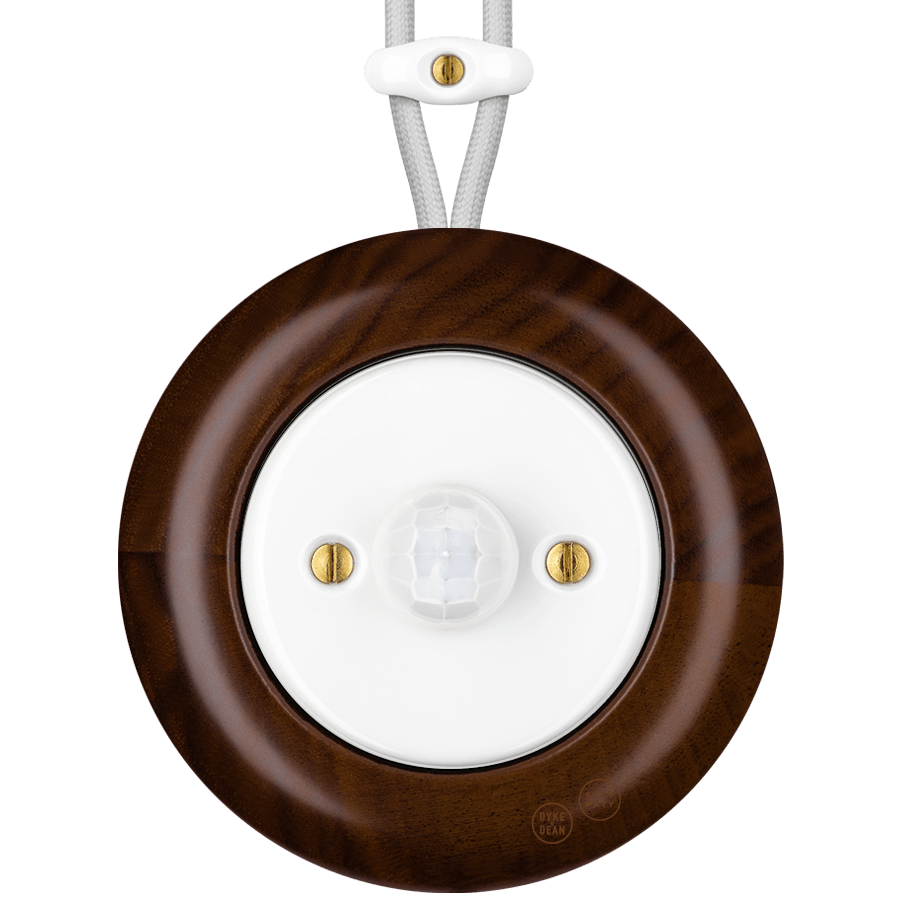 WOODEN PORCELAIN SURFACE MOUNTED NUCLEUS SOCKET MOTION SENSOR - DYKE & DEAN