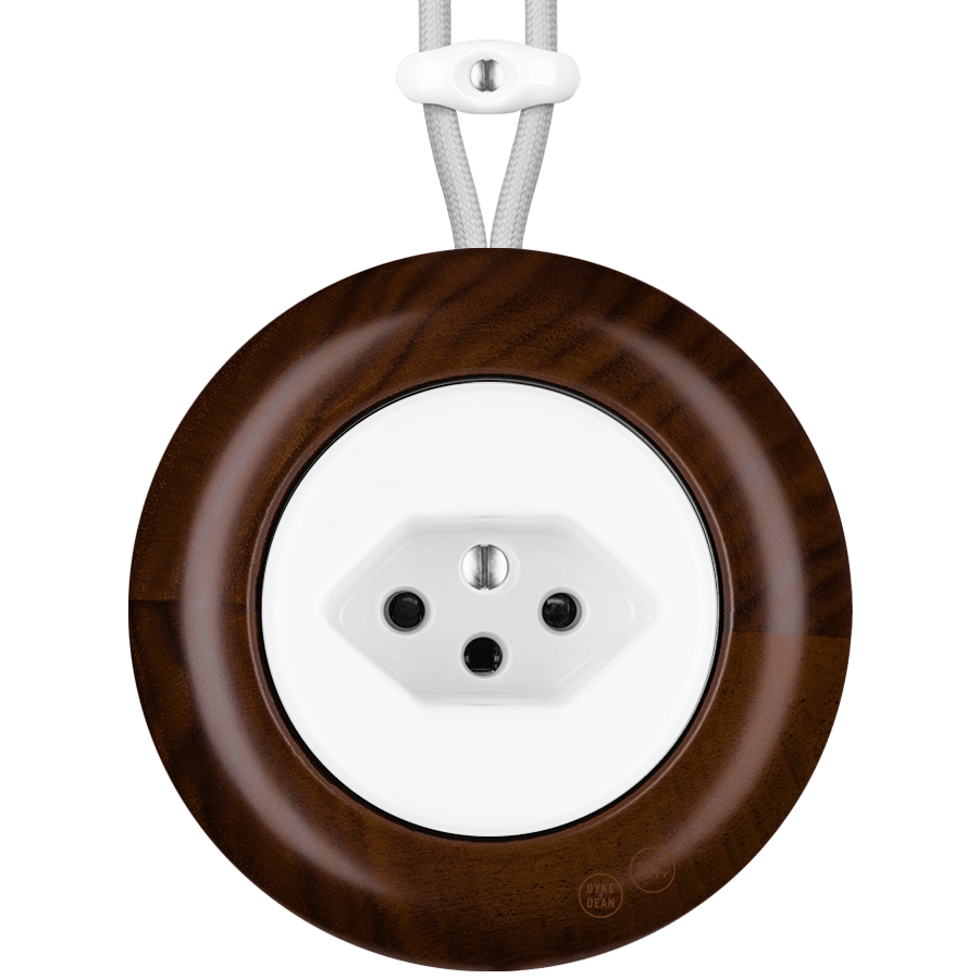 WOODEN PORCELAIN SURFACE MOUNTED NUCLEUS SOCKET SWISS - DYKE & DEAN