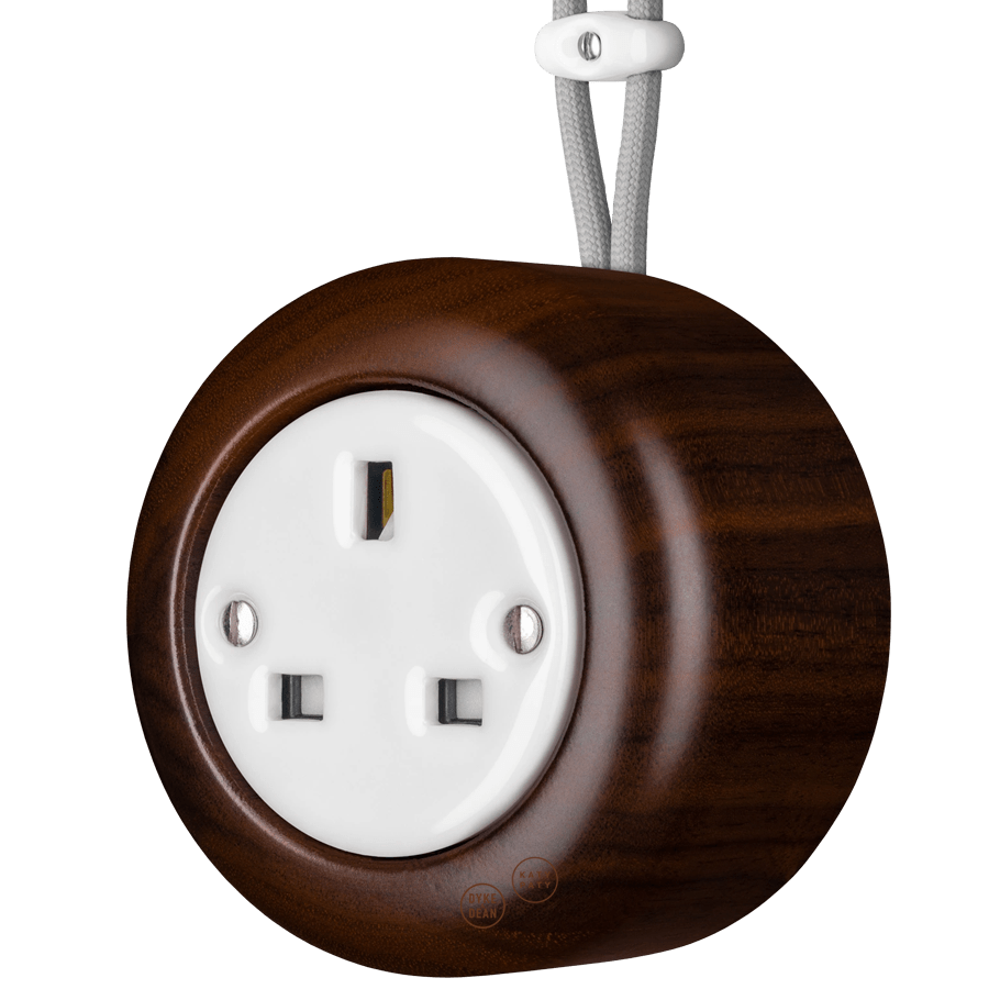 WOODEN PORCELAIN SURFACE MOUNTED NUCLEUS SOCKET UK - DYKE & DEAN
