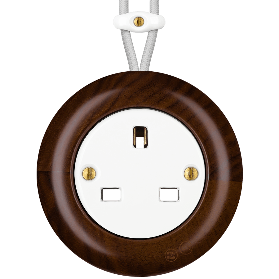 WOODEN PORCELAIN SURFACE MOUNTED NUCLEUS SOCKET UK - DYKE & DEAN