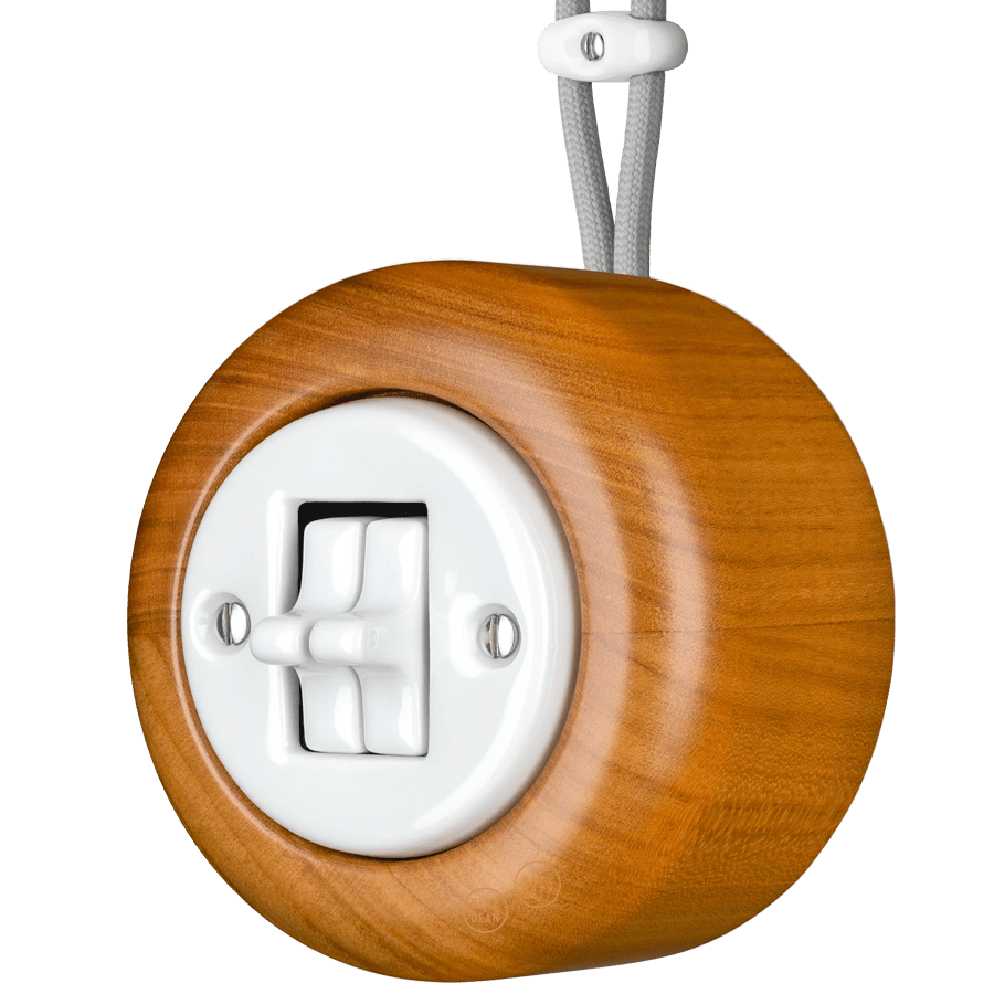 WOODEN PORCELAIN SURFACE MOUNTED PADELUS DOUBLE TOGGLE SWITCH - DYKE & DEAN