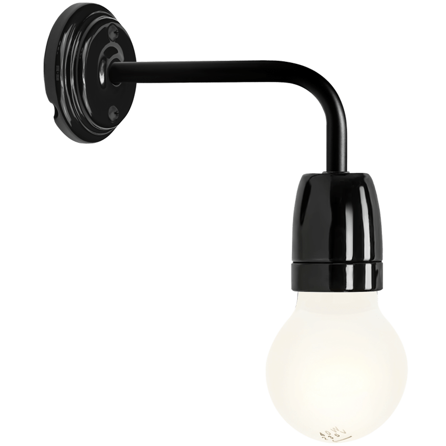 BLACK CERAMIC 90° DEGREE WALL LIGHT - DYKE & DEAN