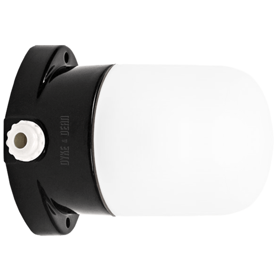 BLACK CERAMIC MOUNTED WALL LIGHT FROSTED E27 - DYKE & DEAN