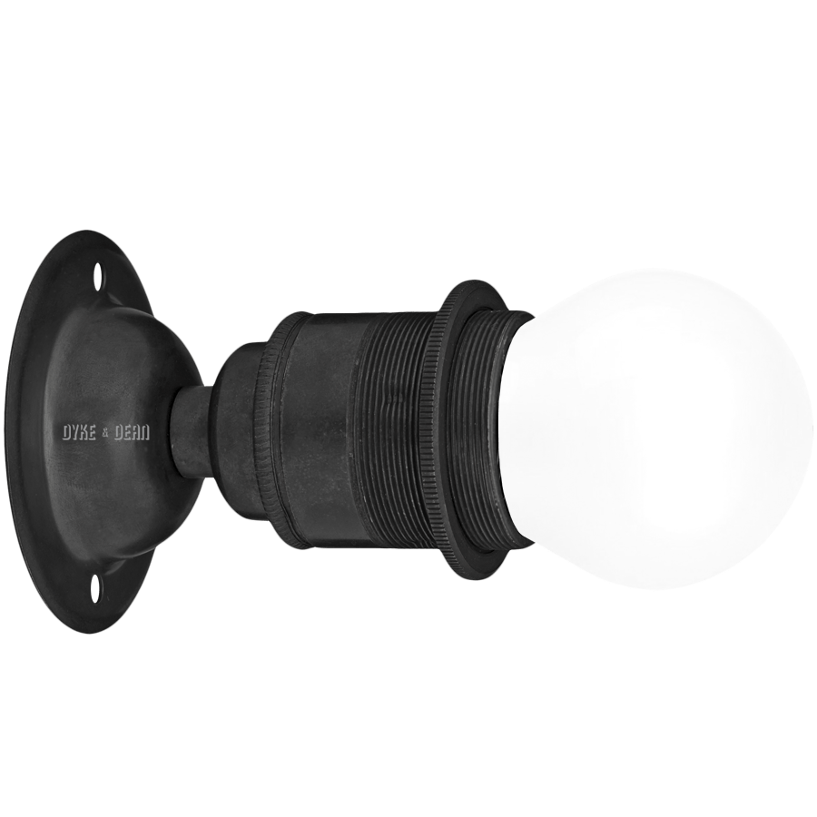 BLACK PLATED FIXED SCREW E27 WALL BULB HOLDER - DYKE & DEAN