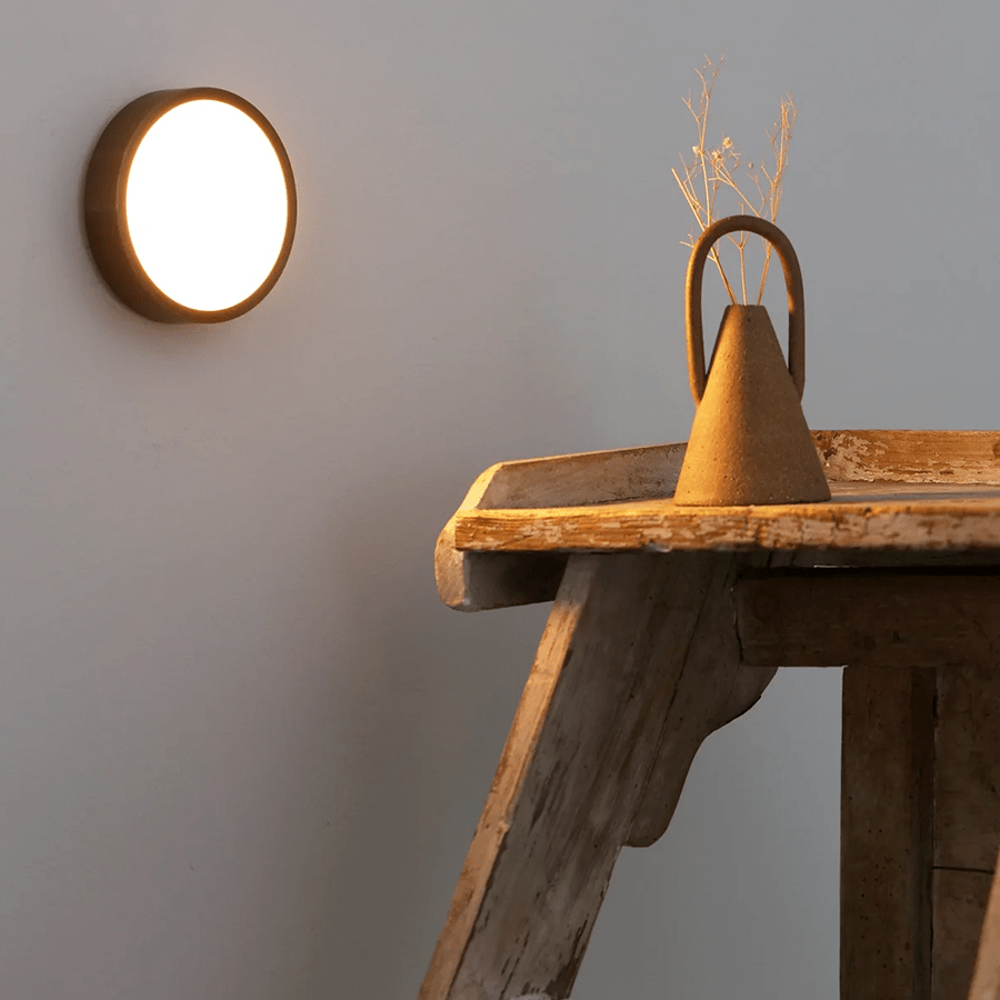 BLACK WOOD DISC WALL LIGHT - WALL LIGHTS - DYKE & DEAN  - Homewares | Lighting | Modern Home Furnishings