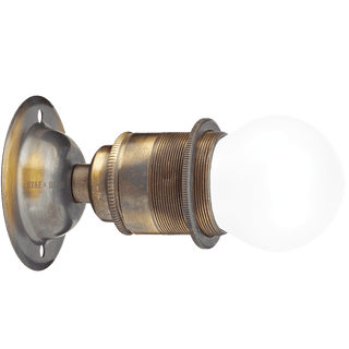 BRUSHED BRASS FIXED SCREW E27 WALL BULB HOLDER - DYKE & DEAN