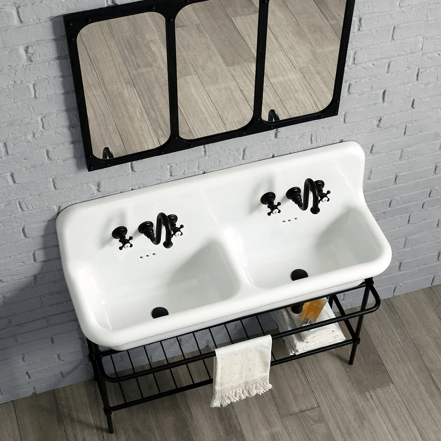 CERAMIC MOUNTED DOUBLE SINK WHITE - DYKE & DEAN