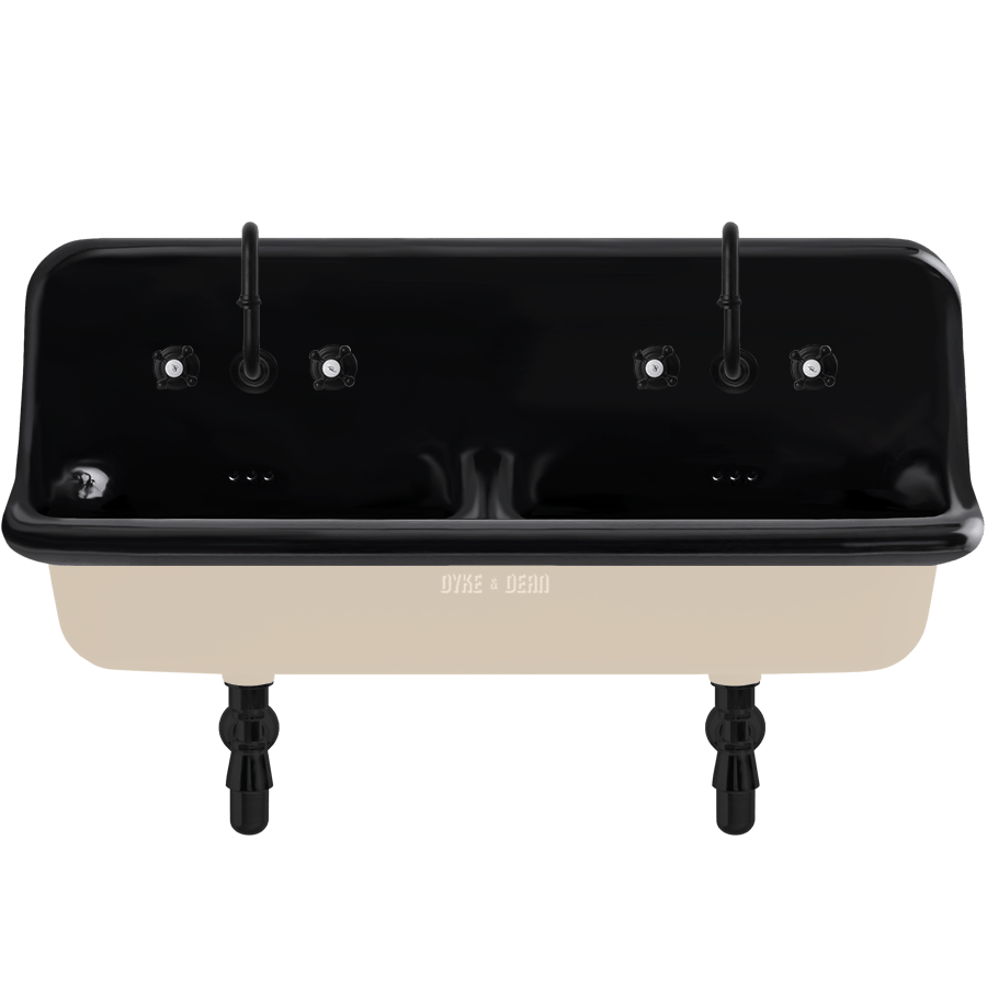 CERAMIC MOUNTED DOUBLE SINK WITH COLOUR OPTIONS - DYKE & DEAN