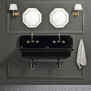 CERAMIC MOUNTED DOUBLE SINK WITH COLOUR OPTIONS - DYKE & DEAN