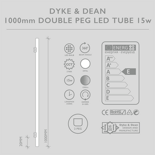 CHROME PEG TUBE BULB DOUBLE MOUNT 1000 - DYKE & DEAN