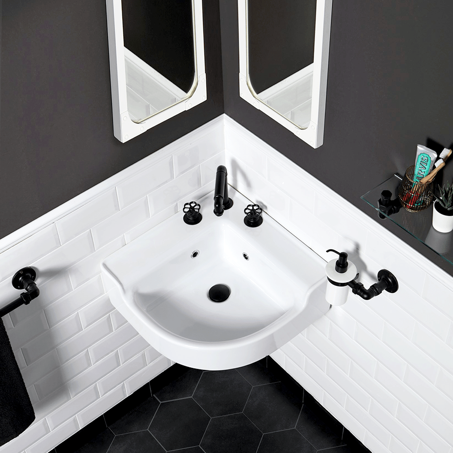 CLASSIC CERAMIC CORNER WALL & COUNTER SINK - DYKE & DEAN