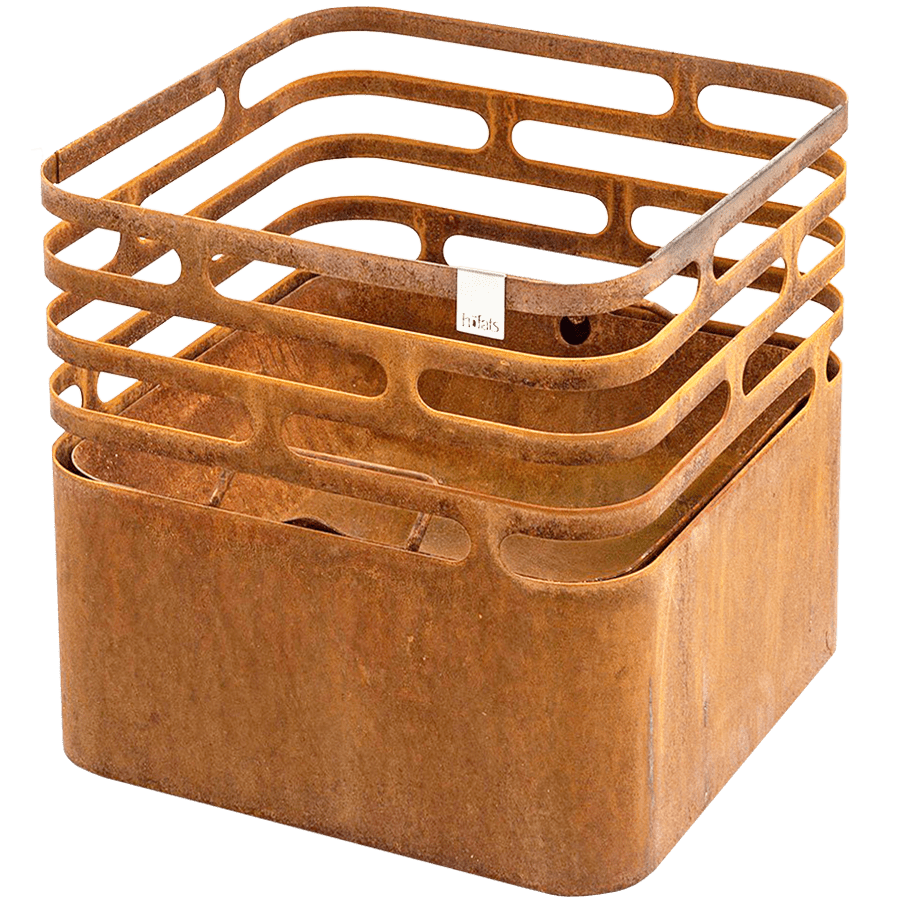CUBE FIRE BASKET & GRILL RUSTY CUBE GRILL - DYKE & DEAN