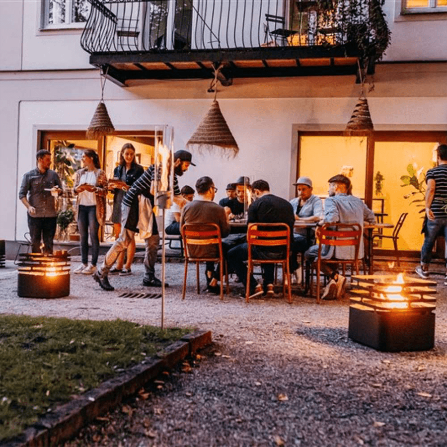 CUBE FIRE BASKET & GRILL RUSTY CUBE GRILL - DYKE & DEAN