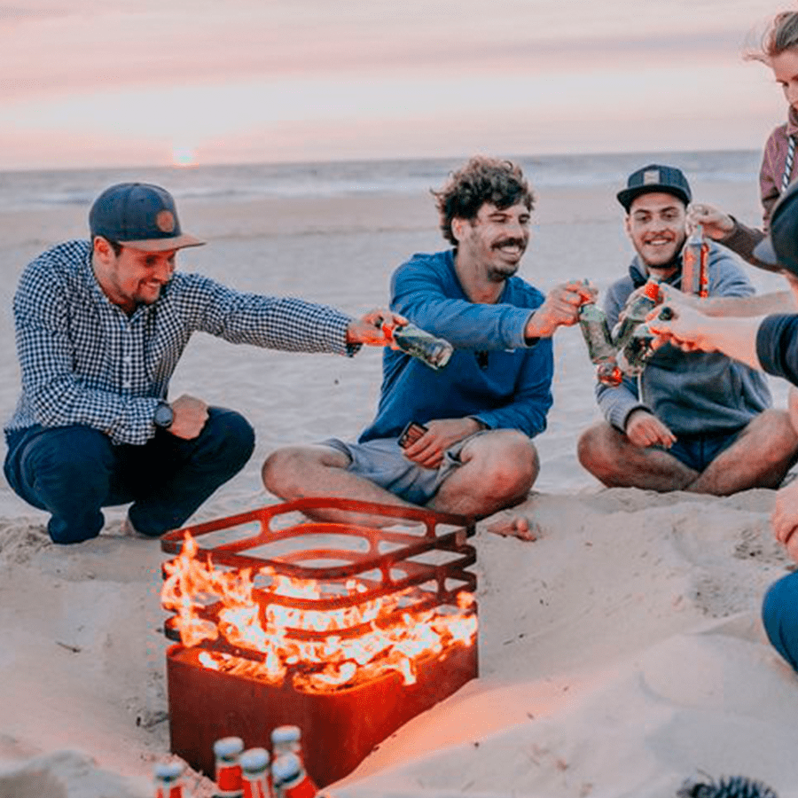 CUBE FIRE BASKET & GRILL RUSTY CUBE GRILL - DYKE & DEAN