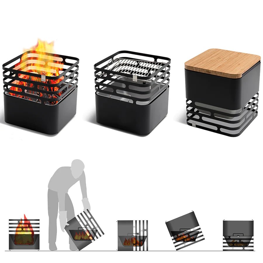 CUBE FIRE BASKET & GRILL RUSTY CUBE GRILL - DYKE & DEAN