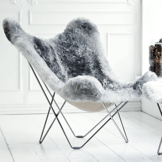 CUERO BUTTERFLY CHAIR GREY SHEEPSKIN - DYKE & DEAN