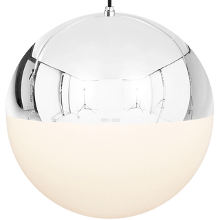 DOME CAPPED OPAL GLOBE PENDANT CHROME 600MM - DYKE & DEAN