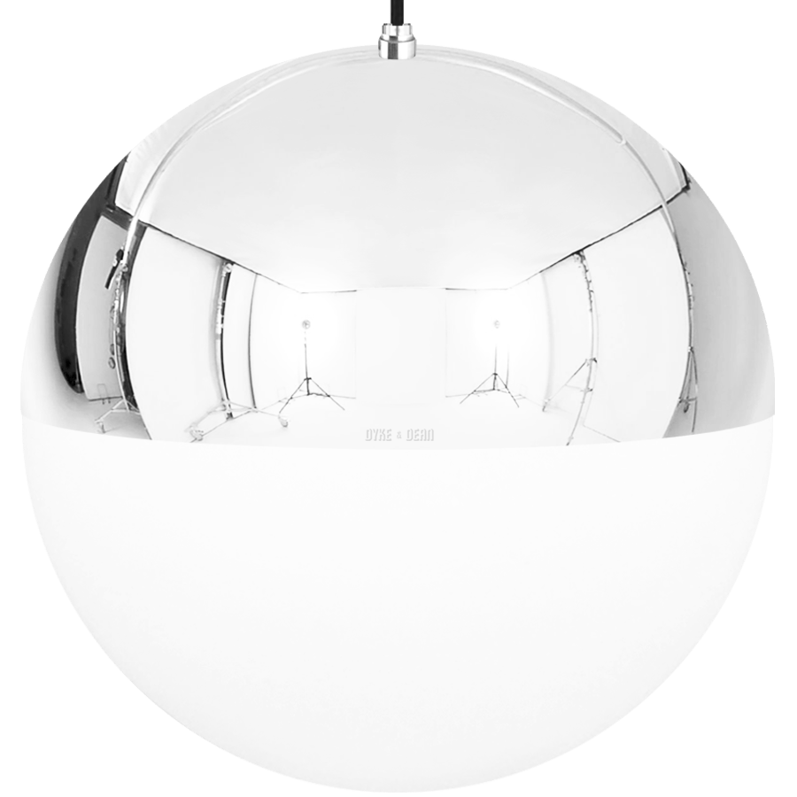 DOME CAPPED OPAL GLOBE PENDANT CHROME 600MM - DYKE & DEAN