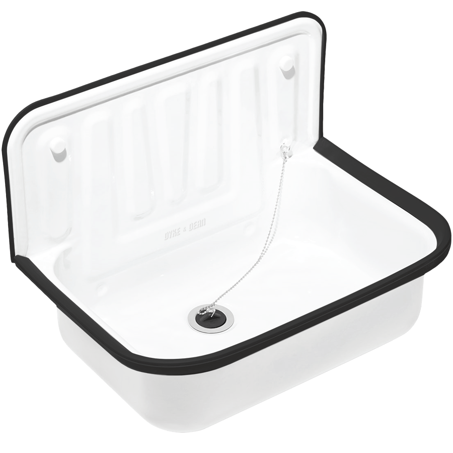 DYKE & DEAN ENAMEL BUCKET SINK BLACK RIM - DYKE & DEAN