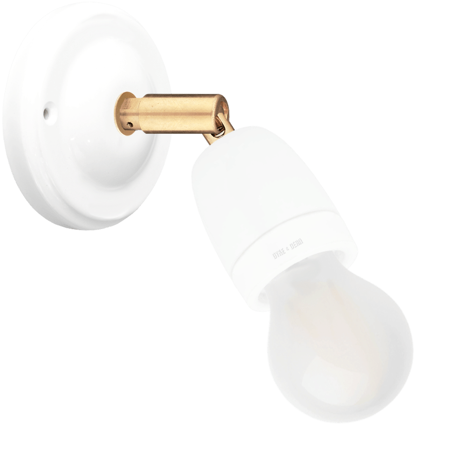 DYKE & DEAN LARGE WHITE CERAMIC LAMP BRASS ELBOW - DYKE & DEAN