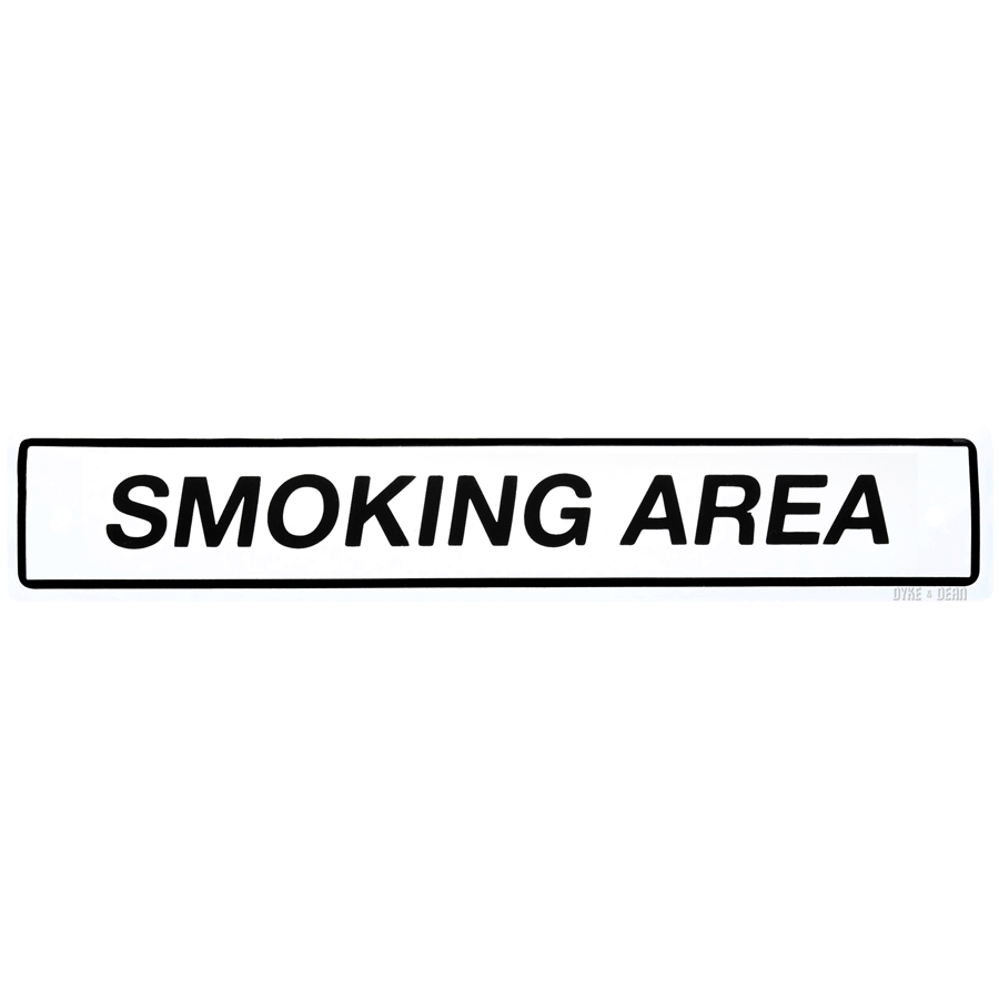 ENAMEL SMOKING AREA SIGN - DYKE & DEAN