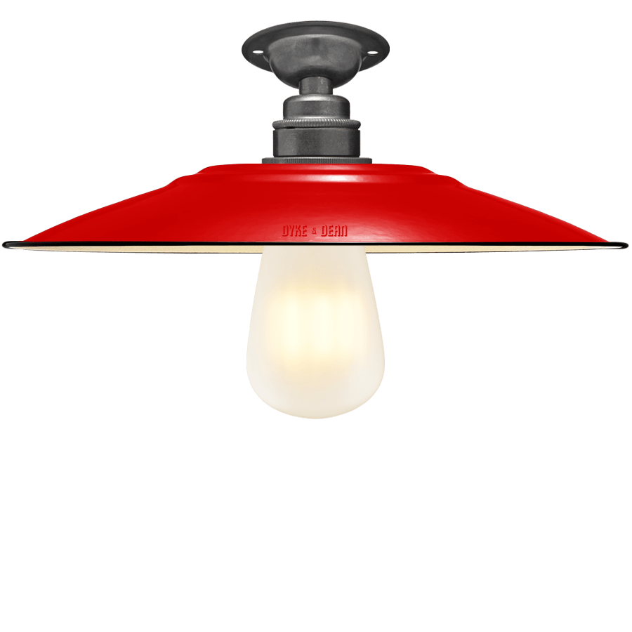 FIXED FLAT RED ENAMEL SHADE - DYKE & DEAN