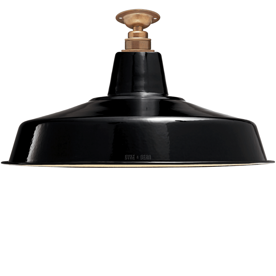 FIXED LARGE BLACK ENAMEL SHADE - DYKE & DEAN