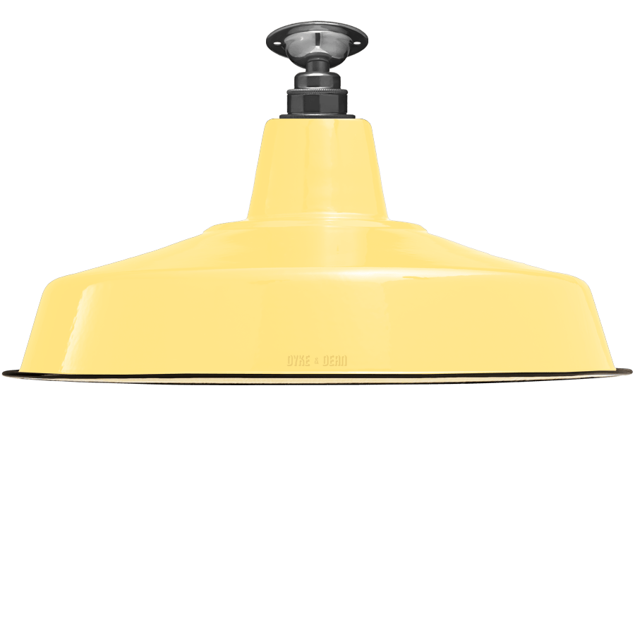 FIXED LARGE CUSTARD ENAMEL SHADE - DYKE & DEAN