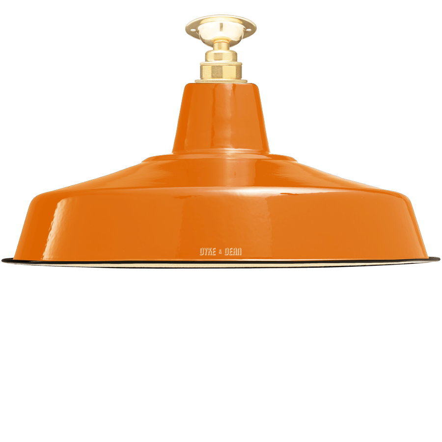 FIXED LARGE ORANGE ENAMEL SHADE - DYKE & DEAN