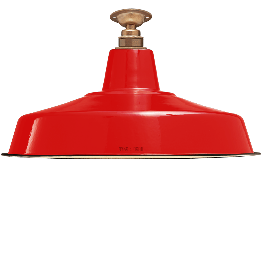 FIXED LARGE RED ENAMEL SHADE - DYKE & DEAN