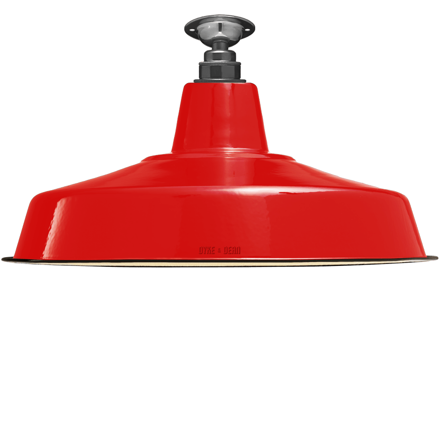 FIXED LARGE RED ENAMEL SHADE - DYKE & DEAN