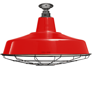 FIXED LARGE RED ENAMEL SHADE - DYKE & DEAN