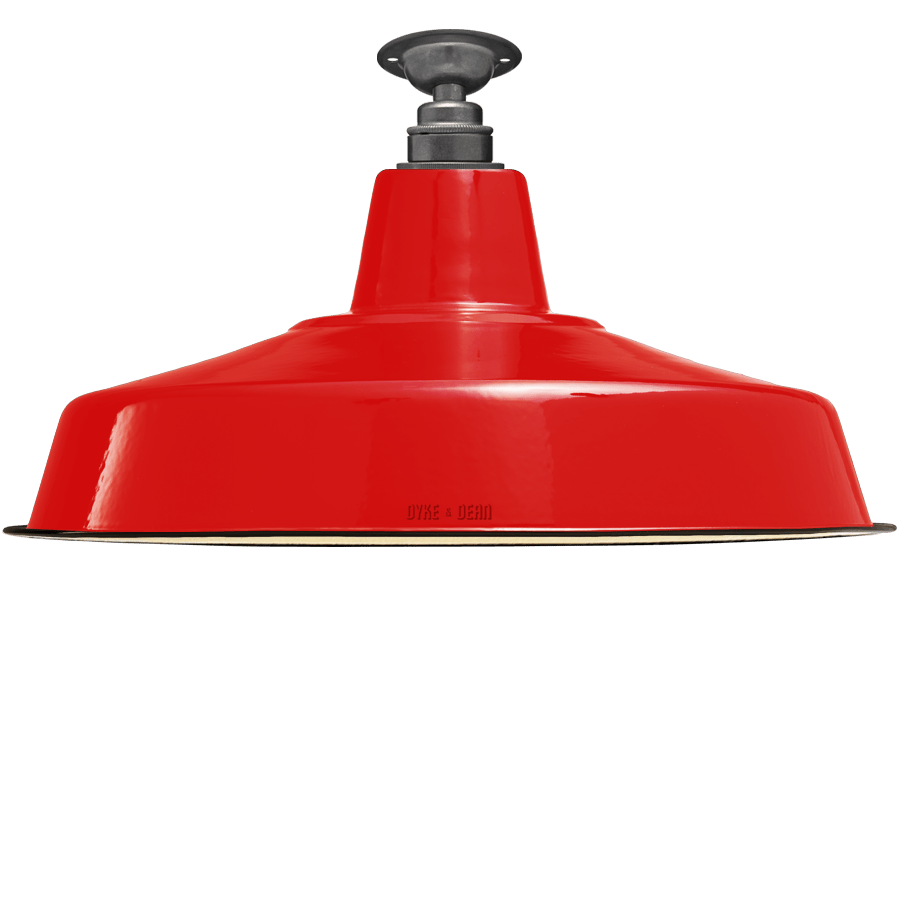 FIXED LARGE RED ENAMEL SHADE - DYKE & DEAN