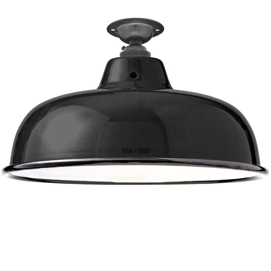 FIXED NECK VENT BLACK ENAMEL SHADE - DYKE & DEAN